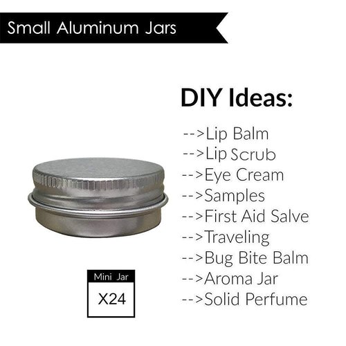 JOYWEE Aluminum Tin Jars, Cosmetic Sample Metal Tins Empty Container Bulk, Round Pot Screw Cap Lid, Small Ounce for Candle, Lip Balm, Salve, Make Up, Eye Shadow, Powder (24 Pack.5 Oz/15ml)