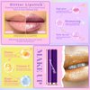 Likesing Glitter Lipstick With Mirror, Purple Tinted Lip Balm Hydrating Lip Moisturizing Chapstick with Vitamin E Nourishing For Cracked & Dry, Bold Glimmer Glow Lip Stick Gifts for Women Girls