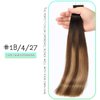 VINBAO Tape in Hair Extensions Human Hair Ombre Hair Extensions #1B Natural Black #4 Dark Brown to #27 Caramel Blonde Balayage Dark Roots Hair Extensions Tape in Human Hair 20pcs 50g(14inch 1B/4/27)