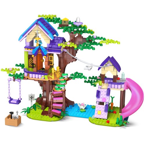 HIEMAO Treehouse Building Set - Friendship Treehouse Building Kit with Slides, Swing, Animals - Creative Forest Toy Construction Set Gift for Kids 6 7 8 9 10 - 751Pcs