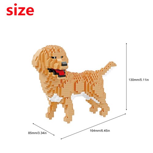 Larcele Micro Building Blocks Animal Set, DIY Mini 3D Building Toy Bricks,824 Pieces KLJM-05(Golden Retriever)