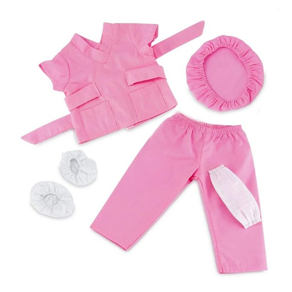 Emily Rose 14 Inch Doll Clothes & Accessories | Pink 5-Piece Doctor Nurse Vet Scrubs Outfit | Compatible with Hard- Bodied Dolls Like Glitter Girls and Wellie Wisher Dolls