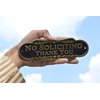 Brass Finish No Soliciting Thank You Sign 8" - Solid Brass Finish Wall Plaque - No Soliciting Thank You