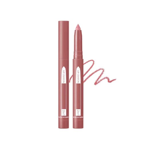 Fovcos 2-in-1 Lip Crayon, lip liner, Lip Liner Pencil, Slim Lip Pencil, Beauty Lip Gloss, Super Professional Tip Matte Lipstick, 2 in 1 lip Liner and Lipstick Built-in Sharpener