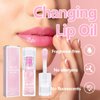 Color Changing Lip Oil,Magic Round Big Brush Color Changing Lip Oil,Moisturizing Color Changing Lip Gloss Plumping Lip Oil,Long Lasting Nourishing Lip Glow Oil Non-sticky Primer Lip Tint