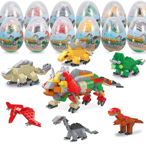 LEBOCADO Mini Building Block Sets, 12PCS Dinosaur Toys Building Blocks, 6 in 1 STEM Toys Eggs Building Sets, Party Favors for Kids Goodie Bags Prizes/Birthday Gifts