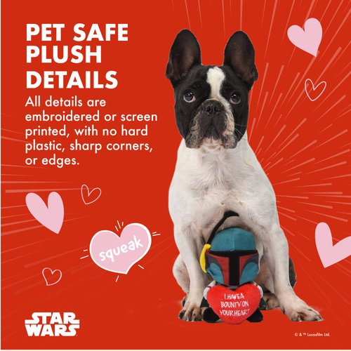 Star Wars Dog Toy Boba Fett Plush Squeaker| 6” Mandalorian Bounty on Your Heart Plush Squeaker Pet Toy | Star Wars Toy for Dogs Boba Fett Stuffed Animal 6 inch