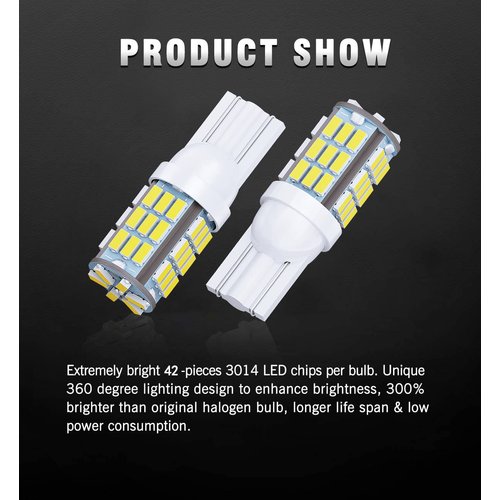 Antline T10 921 194 168 175 LED Bulbs White 20-Packs, Super Bright 3014 42-SMD LED Replacement 12 Volt RV Camper Trailer Boat Trunk Interior Dome Map License Lights, Backup Reverse Lights