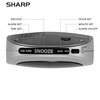 SHARP Small Digital Alarm Clock with Snooze and Battery Backup, Easy to Use Top Button Controls for Simple Use, Silver Case with Red Easy to Read LED Display