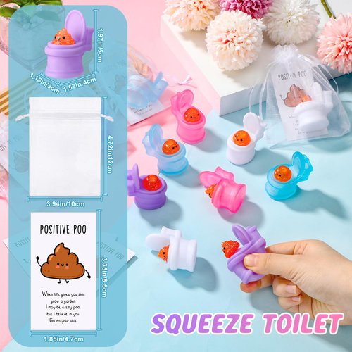 HyDren 12 Sets Funny Positive Poo Gifts Mini Gag Toilet Toys Support Cards with Bags for Christmas Employees Appreciation Party Favors White Elephant Gifts Adults Stress Relief Poop Bulk
