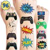 Game Temporary Tattoos Themed Birthday Party Decorations Supplies Favors Decor Cute Tattoo Stickers 8 Sheets 96 PCS Gifts for Kids Boys Girls Games Classroom Rewards Prizes Carnival Christmas