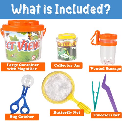 Liberty Imports Bug Catcher Kit - Little Backyard Explorer Outdoor Toy Insect Collection Nature Viewing Set for Kids (7 Pieces)