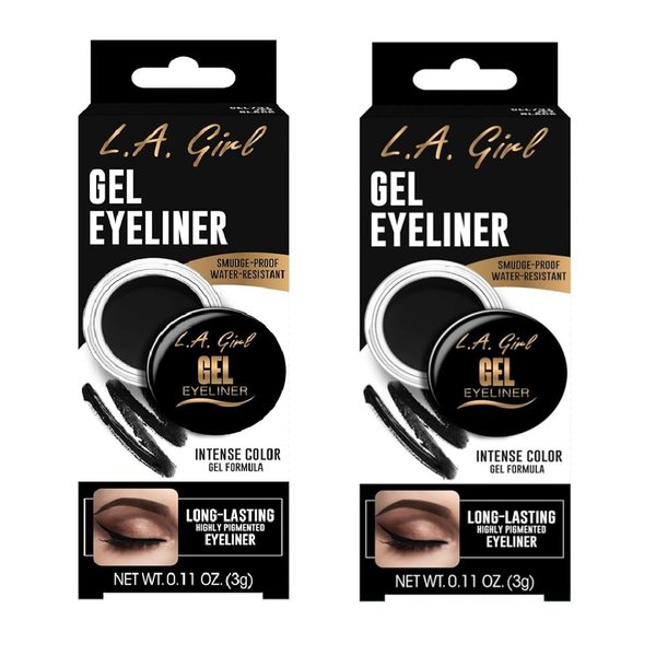 L.A. Girl Pack of 2 Gel Eyeliner, Jet Black GEL731