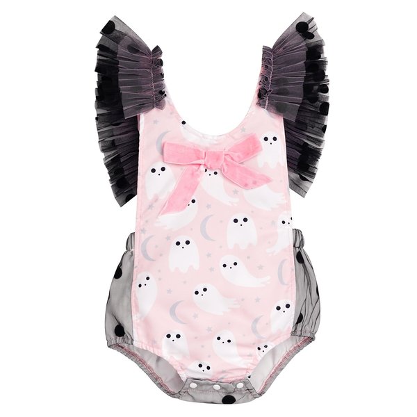 Newborn Baby Ghost Costume: Toddler Halloween Costumes Girls Ghost Romper Dress Up Infant My First Halloween Outfit Kids Cosplay October Fall Pumpkin Themed Birthday Photoshoot Pink Ghost 6-12 Months