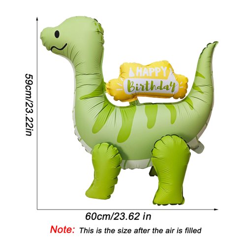 4D Matte Dinosaur Animal Balloons Cute Happy birthday inflatable green dinosaur Foil Balloons for Dinosaur themed Birthday Party Baby Shower Decoration Kids Jungle Theme Birthday Party Supplies Decor