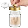 Komashr Apothecary Jar Canisters Bathroom Vanity Organizer - Qtip Holder Storage Organizer Countertop -Stainless Steel Lids &Cute Stickers for Qtips,Cotton Swabs,Makeup Sponges,Floss(3 Pack ) (Gold)