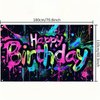 Blissyard Neon Happy Birthday Banner 71x43 Photography Backdrops Party Background Decorations Banner Colorful Graffiti Splash Paint Kids Birthday Supplies Neon Birthday Backdrops Glow in The Dark ​