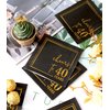Cheers to Years Cocktail Napkins - 50PK - 3-Ply Birthday Napkins 5x5 Inches Disposable Party Napkins Paper Beverage Napkins for Birthday Decorations Wedding Anniversary Black and Gold (40 Years)
