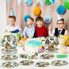 Justforjoyful 96Pcs Wild Animals Party Supplies Jungle Paper Plates Napkins Safari Theme Party Tableware Set Safari Zoo Dinnerware for Girl Birthday Party Baby Shower Decoration Serve 24