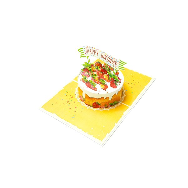 Generic Strawberry Birthday Cake Pop-Up Card