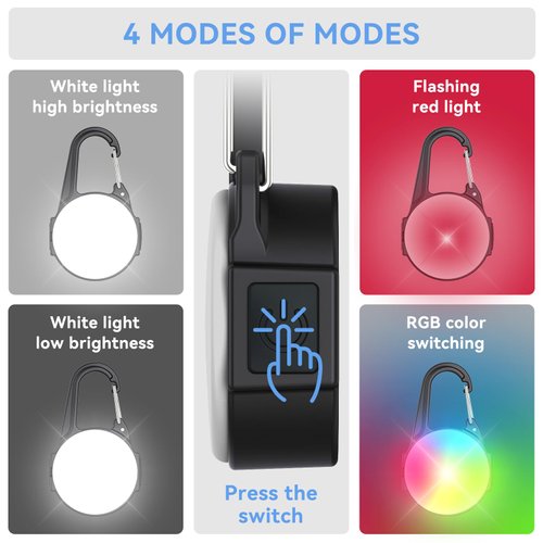 4 Modes Dog Lights for Night Walking, IP68 Waterproof Dog Collar Light for Nighttime Clip on, High-Capacity Rechargeable Dog Light with 2 USB C Cables, 2 Pack