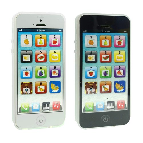 Cooplay 2pcs Black and White Yphone Toy Play Music Cell Phone Mobile Phone Learning English Education Christmas Lights Interactive for Toddler Baby Kids Sets of 2