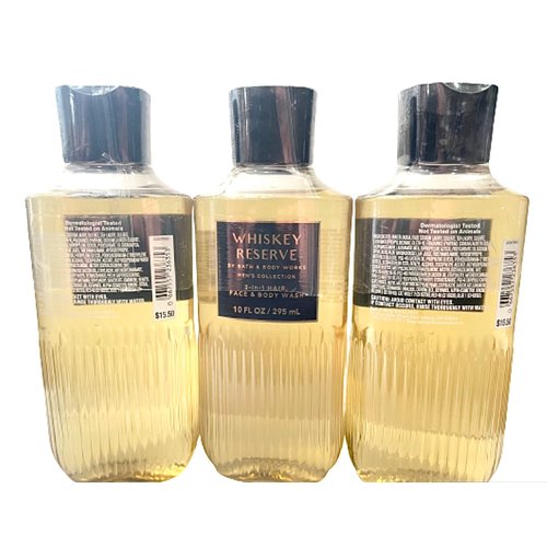 Bath and Body Works Whiskey Reserve Men's Collection 3 In 1 Hair Face and Body Wash Lot of 3 Shampoo Cleanser 10 Ounce Bottles