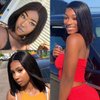 Ali Grace Pre Plucked Bleached Knots Lace Closure 4x4 Bob Wig 180% Density Straight Wigs Human Hair for Black Women 9A Remy Real Human Hair Wigs with Baby Hair Swiss Lace 14 inch