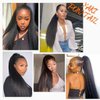 WIGNEE 28 Inches Kinky Straight Ponytail Extension Synthetic Drawstring Ponytail For Black Women Yaki Pony Tails Hair Extensions (28 Inches, 1B/30 Highlights)