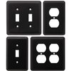Franklin Brass Stamped Round (1-Pack) Decorative Light Switch Cover Matte Black 2-Gang Wall Plate Double Switch/Toggle Plate Covers Electrical Outlet Covers W10246-FB-C