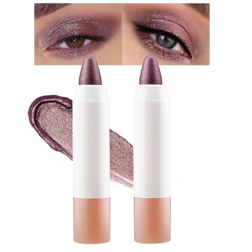 BINGBRUSH 2 Pcs Dark Brown Cream Eyeshadow Stick,Shimmer Metallic Eye Shadow Pencil,Eye Brightener Crayon for Different Eye Makeup Effect,Easy-To-Apply and Compact for Travel