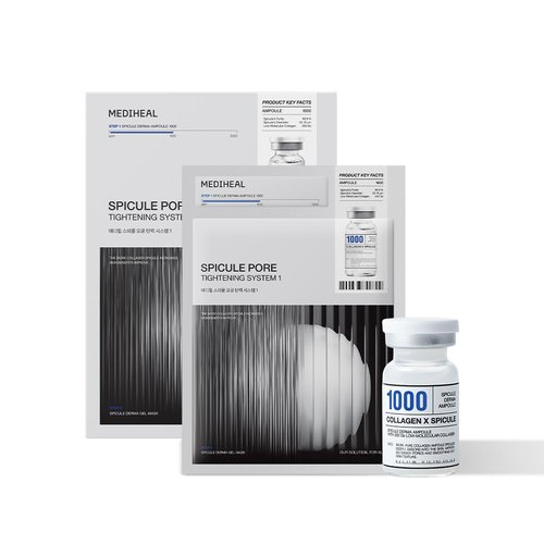 Mediheal Collagen Spicule Pore Care System 4 pcs - Serum & Gel Mask Set. 1,000 ppm Purity Spicule & Micro Collagen Included. 2-Step Pore Care System with Spicule Collagen Ampoule & Collagen Gel Mask
