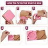 DC-BEAUTIFUL Wooden Magic Box Brain Teaser Box, Pink Secret Gift Box Impossible Puzzle Box for Birthday Valentines
