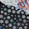 5D Embossed Christmas Laser Nail Stickers for Nail Art Holographic Blue White Snowflake Self-Adhesive Nail Decals Winter Bronzing Nail Art Supplies Christmas Acrylic Nail Art Stickers for Women Kit