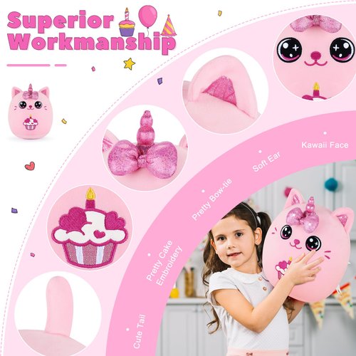 Birthday Gift Cat Plush Toys-11'' Pink Cat Plushies Anime Plush-Kawaii Birthday Plush Pink Gifts Cat Plushie Stuffed Animals Cute Plushies, Cat Plush Pillow Cat Plushie Birthday Gifts for Kids