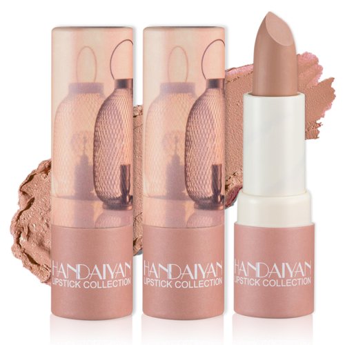 CAHIUYOA 2PCS Nude Matte Lipstick Set,Velvet Matte Lip Stick Nude Lip Gloss Long Lasting Smooth Matte Lipstick Lip Makeup Gifts for Women - 02 Nude