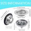 3 Pieces Kitchen Sink Stopper Strainer, 3 in 1 Kitchen Sink Basket Strainer, Universal Anti-Clogging Stainless Steel Sink Disposal Stopper, Perforated Basket Drain Filter Sieve