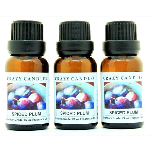 Crazy Candles Spiced Plum 3 Bottles 1/2 FL Oz Each (15ml) Premium Grade Scented Fragrance Oil