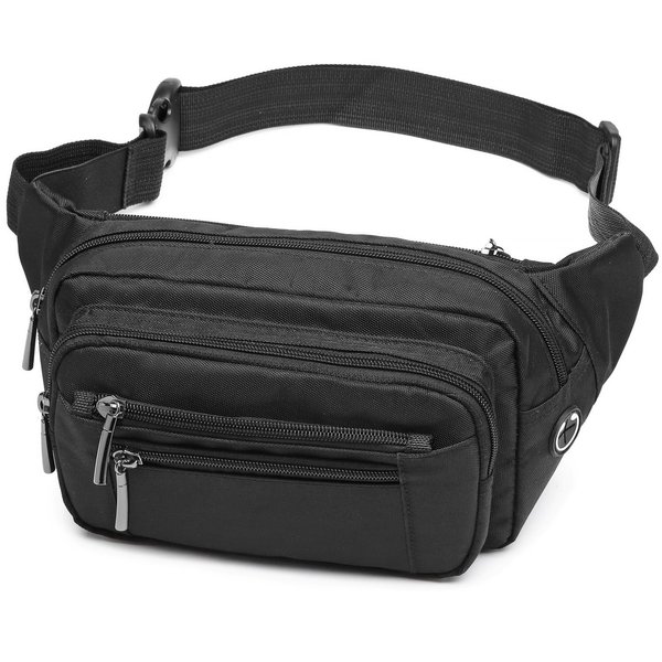 Packism Fanny Pack for Women Men - Portable Capacious Fanny Packs for Women Cross Body Durable Belt Bag Bum Bag with 6 Zipper Pockets & Adjustable Strap for Traveling, Cycling, Running, Hiking