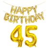 SHUNTAI 45th Birthday Decorations for Men Women 45 Number Balloons Gold Jumbo Numbers 54 Foil Mylar Balloon with Gold Letters Happy Birthday Balloon Banner 45 Years Old Theme Party Events Supplies