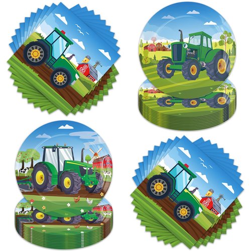 40pcs Tractor Birthday Party Supplies-Party Decorations Tableware For Kids, Plate, Napkin Party Decorations Dinnerware