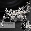 Yovic Crystal Bride Wedding Hair Comb Silver Bridal Headpieces Rhinestone Pearl Hair Pieces Bridesmaid Side Combs Hair Accessories for Women and Girls(Silver-3)