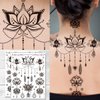 Supperb Temporary Tattoos - Mandala Floral Lotus Feather Flower Jewelry Bohemian Tattoo (Set of 2)