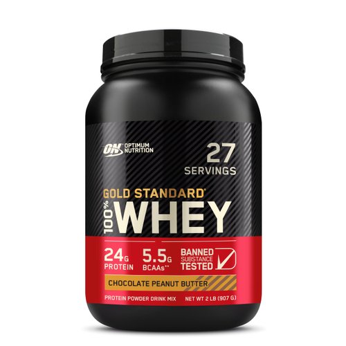 Optimum Nutrition Gold Standard 100% Whey Protein Powder, Chocolate Peanut Butter, 2 Pound (Pack of 1) (Packaging May Vary)