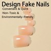 Pink French Tips Press on Toenails Gradient Short Toe Nail Tips Press ons White Pink Glue on Fake Toe Nails Nude Square Summer Artificial Beach Full Cover False Toe Nails for Women 24Pcs in 12 Sizes