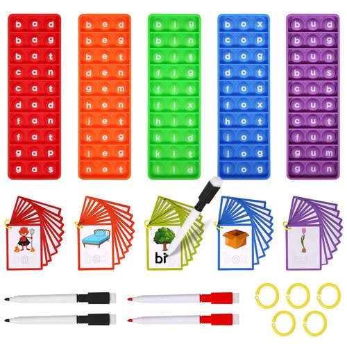 Anemeeoke CVC Word Games, Phonics Interactive Flash Cards for Preschool & Kindergarten Classrooms, Manipulative Spelling Toy - Learning Activity Teacher Supplies & Special Education Tools for Kids