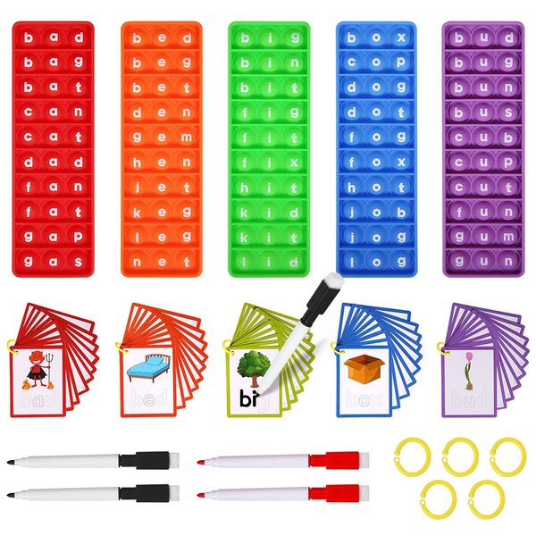 Anemeeoke CVC Word Games, Phonics Interactive Flash Cards for Preschool & Kindergarten Classrooms, Manipulative Spelling Toy - Learning Activity Teacher Supplies & Special Education Tools for Kids