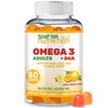 SHIFAA NUTRITION Vegan Omega 3 Gummies for Adults | No Fish Oil Burps | 60 Gummies | Plant Based w/Chia Oil, Algae | Omega 3 6 9 w/DHA, Vitamin C | for Brain, Cardiovascular & Immune Support Halal