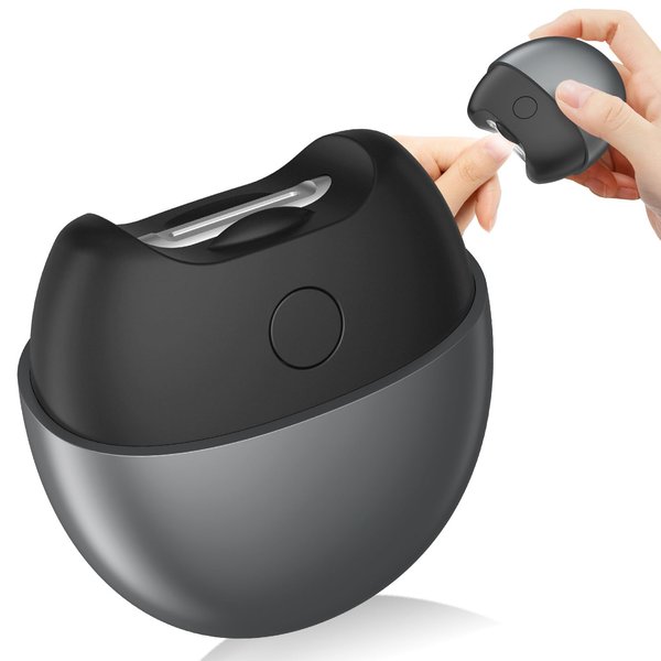 SCAIKTIG Electric Automatic Nail Clipper with Light, 2 Speeds, Magnetic Cover, Nail Scraps Storage, USB Rechargeable, Safety Electric Fingernail Trimmer for Kids, Adult, Seniors, Men, Caregivers, Grey