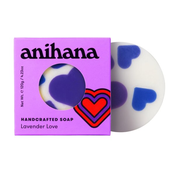 ANIHANA Handcrafted Natural Soap with Coconut Oil, Gentle Cleansing, Paraben Free, Refreshing Lavender Love Scent, 4.23 oz